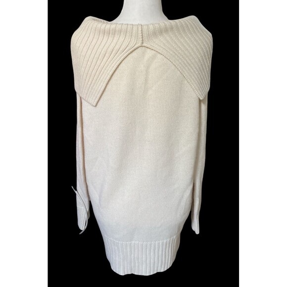 Vintage MODA International Ivory Cream Wool Blend Turtleneck Sweater Dress Sz L - Picture 3 of 10